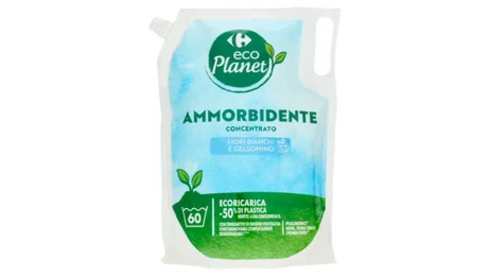 Carrefour eco Planet Ammorbidente Concentrato Fiori Bianchi e Gelsomino Ecoricarica 1,5 L
