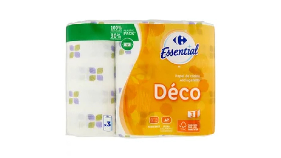 Carrefour Essential Asciugatutto Déco 3 veli 3 pz