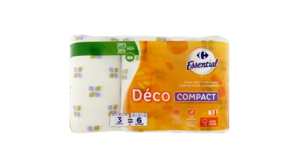 Carrefour Essential Asciugatutto Déco Compact 3 Veli 3 pz