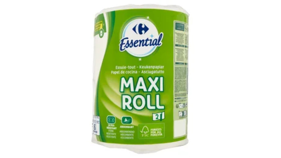 Carrefour Essential Asciugatutto Maxi Roll 2 veli 1 pz