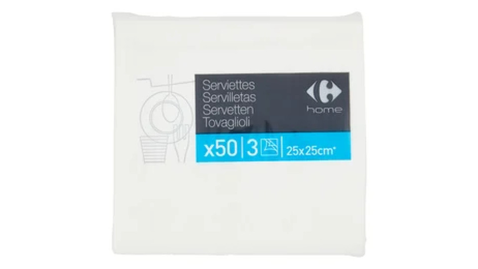 Carrefour home Tovaglioli 3 veli 25x25cm* 50 pz