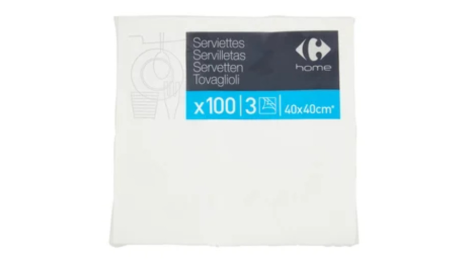 Carrefour home Tovaglioli 3 veli 40x40 cm* 100 pz