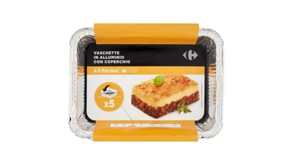 Carrefour Vaschette in Alluminio con Coperchio 5-7 Porzioni 5 pz