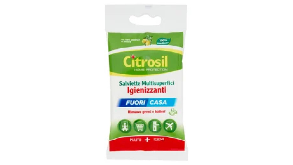 Citrosil Home Protection Fuori Casa - Salviette Igienizzanti, 12 panni
