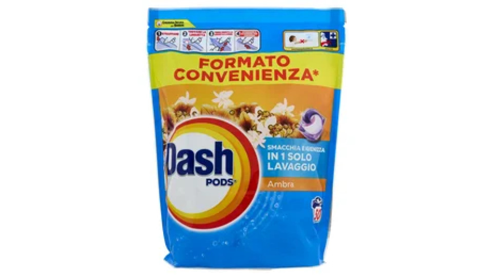 Dash Pods Detersivo Lavatrice In Capsule, Ambra, 50 Lavaggi 955 g
