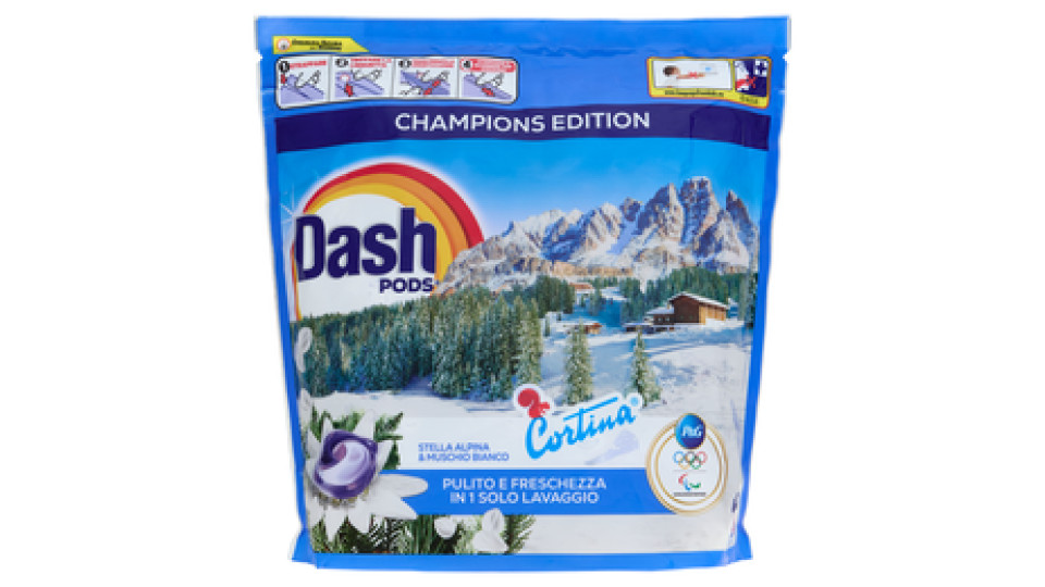 Dash Pods Detersivo Lavatrice In Capsule, Cortina Stella Alpina & Muschio Bianco, 60 Lavaggi 1176 g