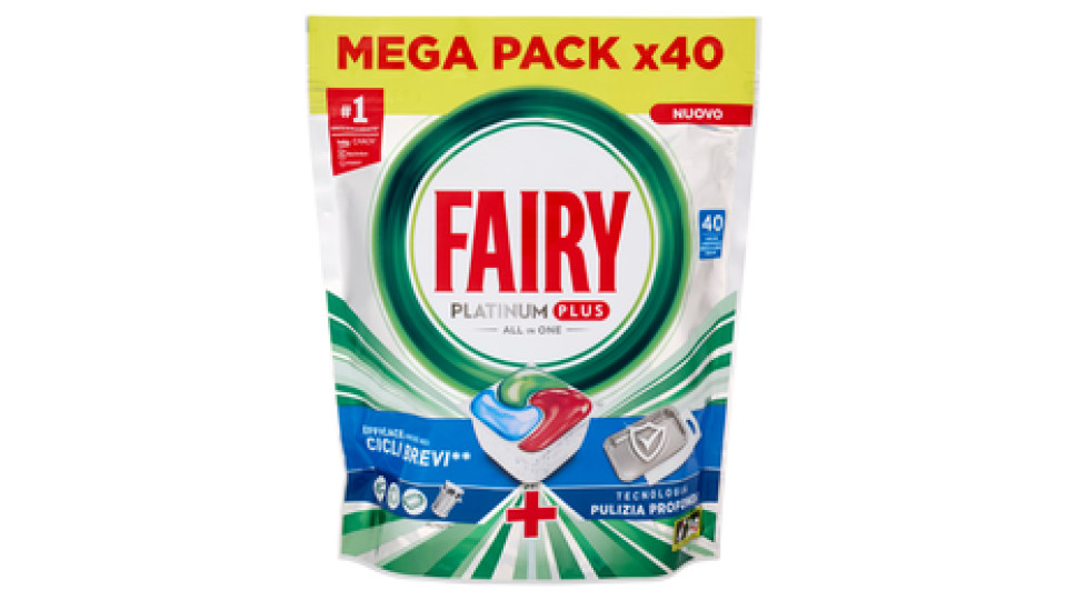 Fairy Pastiglie Lavastoviglie Platinum Plus All in One, Detersivo Piatti Brezza di Erbe Fresche, 40