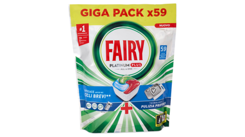 Fairy Pastiglie Lavastoviglie Platinum Plus All in One, Detersivo Piatti Erbe Fresche, 59 Caps 915 g