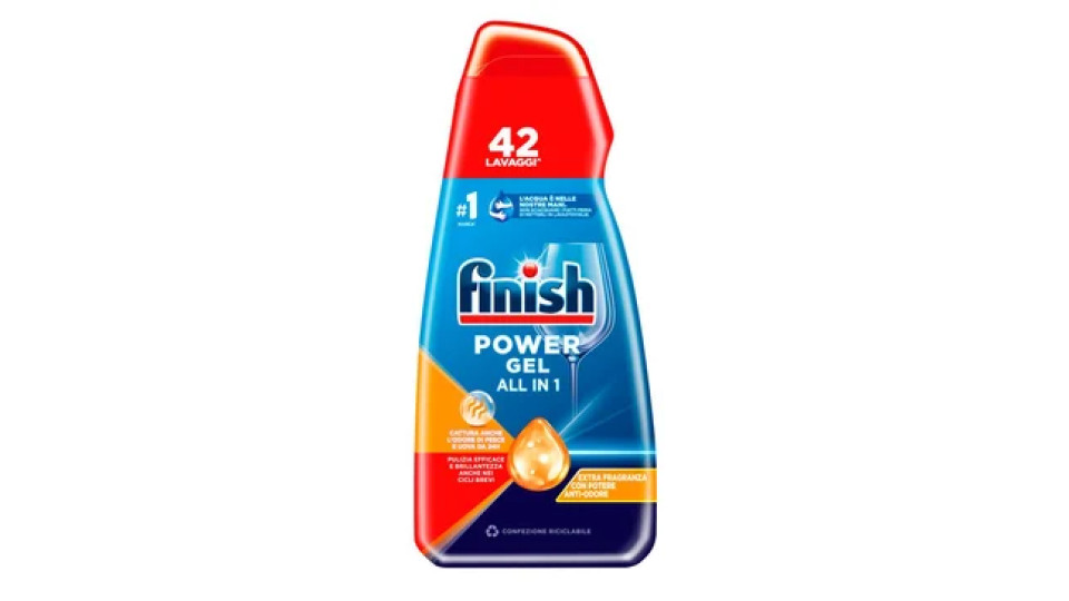 Finish Gel Lavastoviglie 42 940ml Antiodore