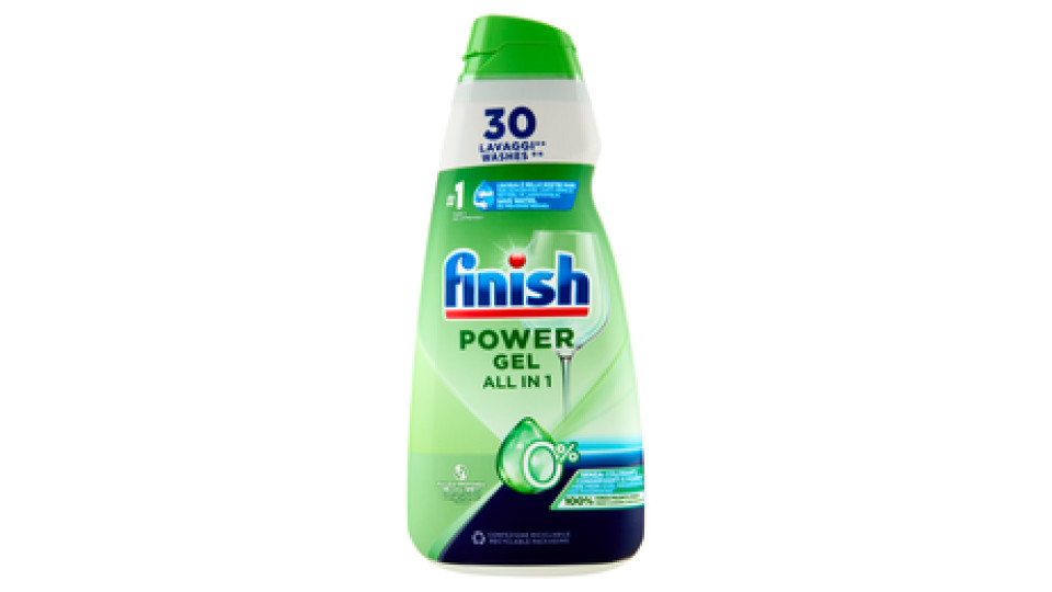 Finish Power Gel 0% liquido lavastoviglie 30 lavaggi 600 ml