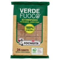 Fochista Verdefuoco Bio-Accendifuoco per Barbecue, Camini e Stufe Cubetti 24 pz