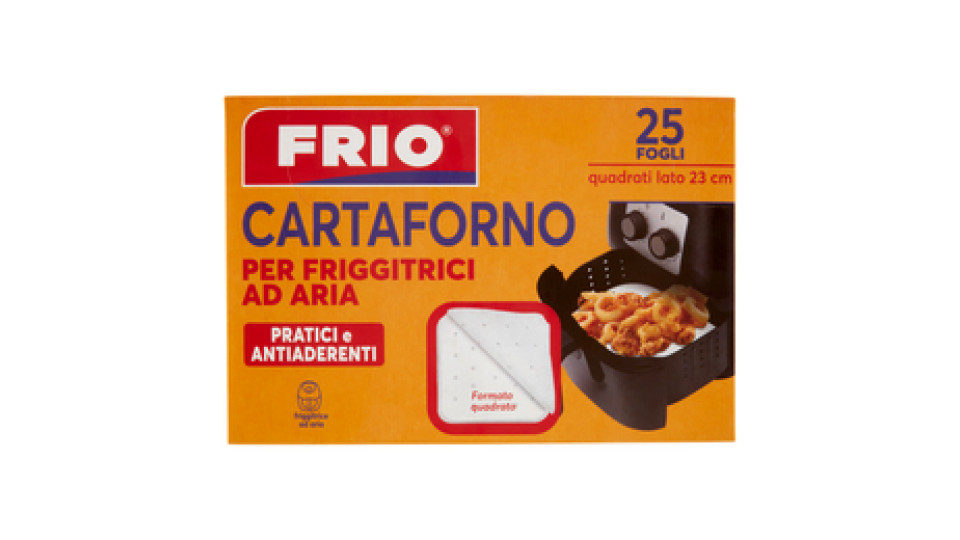 Frio Cartaforno per Friggitrice ad Aria quadrati lato 23 cm 25 Fogli