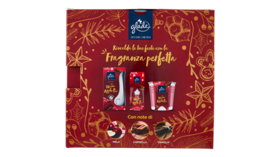 Glade® Cofanetto regalo Warm Apple Pie (Candela, Diffusore Sense & Spray™ e 2 ricariche)