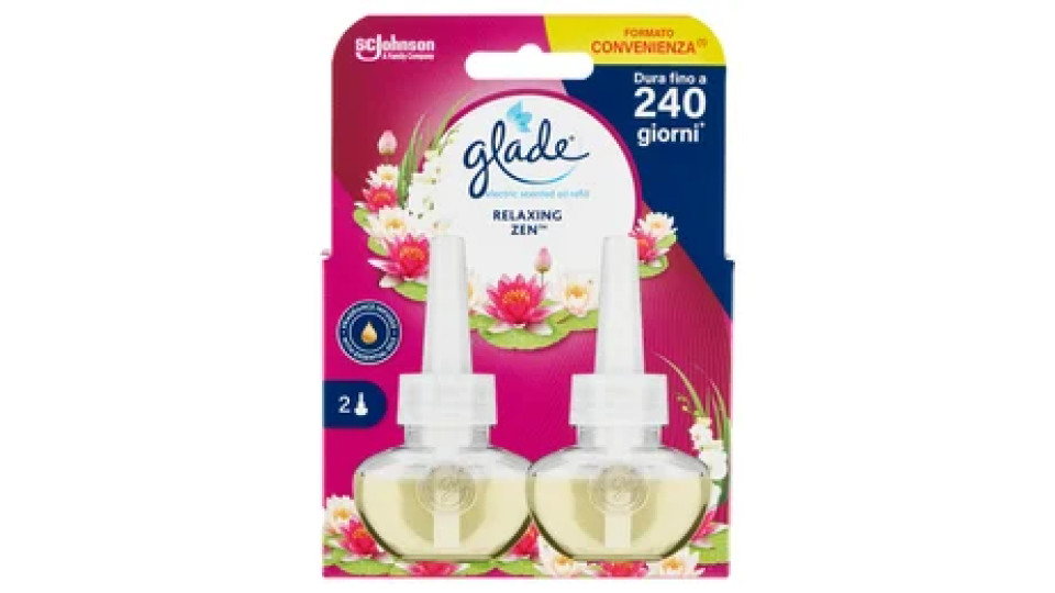 Glade® Liquido Elettrico Doppia Ricarica, Profumatore per ambienti, Fragranza Relaxing Zen 2X20ml