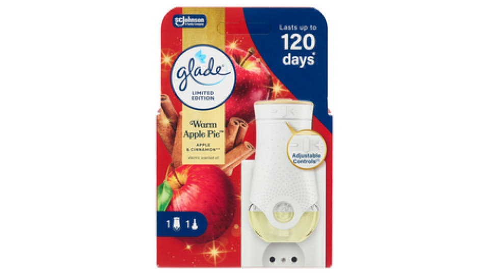 Glade liquido elettrico, Profumatore per Ambienti con Oli Essenziali, Fragranza Warm Apple Pie 20 ml