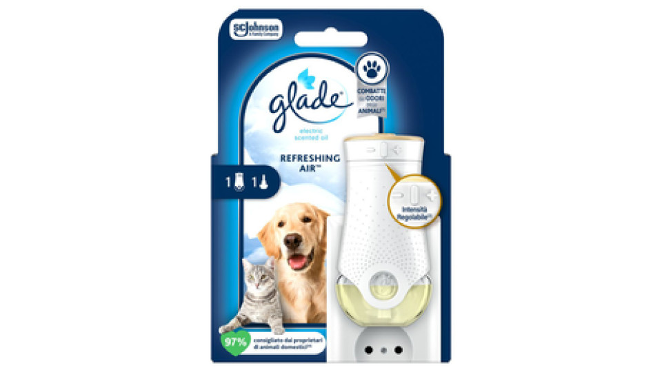 Glade Liquido elettrico Profumatore per Ambienti con Olii Essenziali, Fragranza Refreshing Air™, Elimina gli odori degli animali domestici, 20 ml