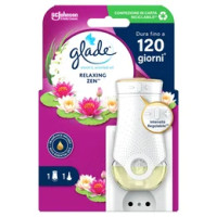 Glade liquido elettrico Profumatore per Ambienti con Olii Essenziali, Fragranza Relaxing Zen, 1 Diffusore e 1 Ricarica