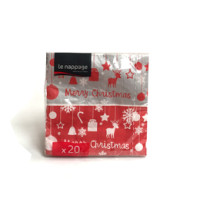 Le Nappage 20 tovaglioli in ovatta 33x33 cm 3 veli Natale Bianco Rosso