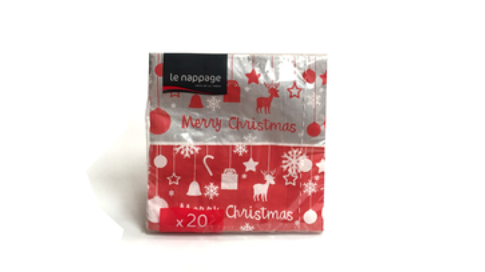 Le Nappage 20 tovaglioli in ovatta 33x33 cm 3 veli Natale Bianco Rosso