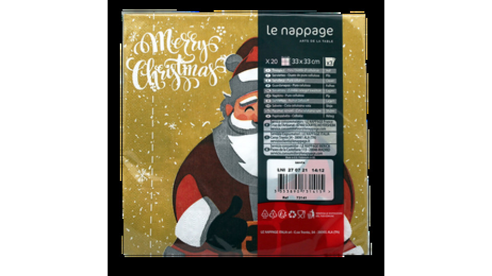 Le Nappage 20 tovaglioli in ovatta 33x33 cm 3 veli Santa Oro