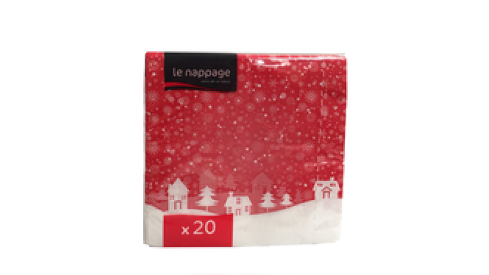 Le Nappage 20 tovaglioli in ovatta 33x33 cm 3V Rosso di Sera Natale