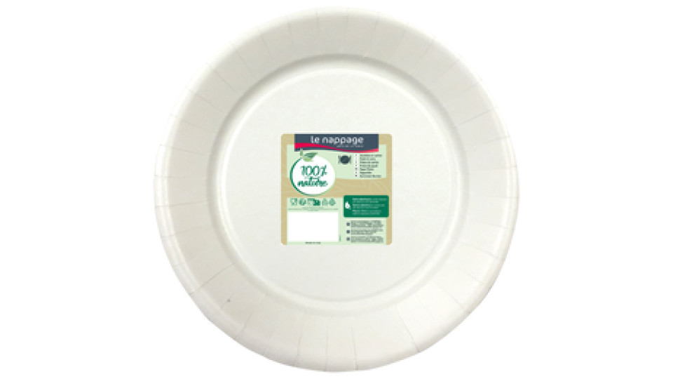 Le Nappage 50 Piatti In Cartoncino Diam 23cm 100% Nature Compostabili Bianco