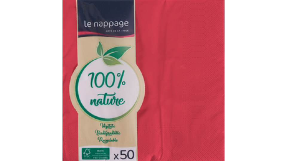 Le Nappage 50 tovaglioli in ovatta 33x33 cm 2V 100% Nature Rosso