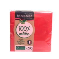 Le Nappage 50 tovaglioli microgoffrati 24x25 cm 2 veli 100% Nature Rosso