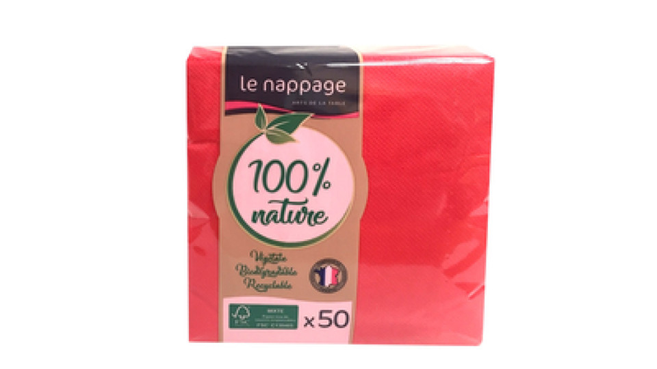 Le Nappage 50 tovaglioli microgoffrati 24x25 cm 2 veli 100% Nature Rosso
