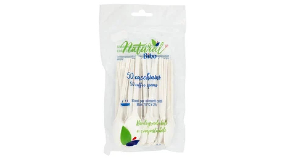 Natural Bibo cucchiaini Biodegradabili e compostabili 50 pz