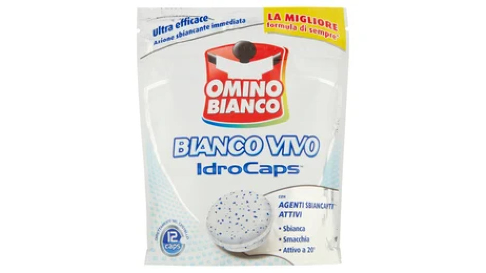 Omino Bianco, Idrocaps Biancovivo, Sbianca e Smacchia i capi, Caps, 12pz