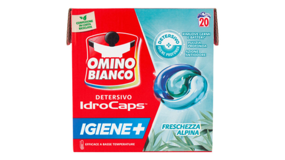 Omino Bianco Detersivo IdroCaps Igiene+ Freschezza Alpina 20 x 19 ml