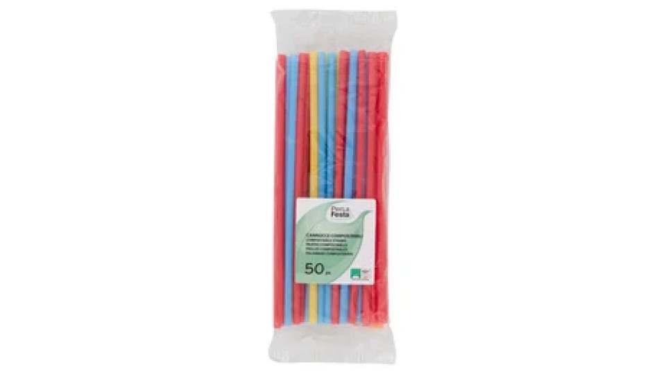PerLa Festa ComposTable Cannucce Compostabili colorate 50 pz
