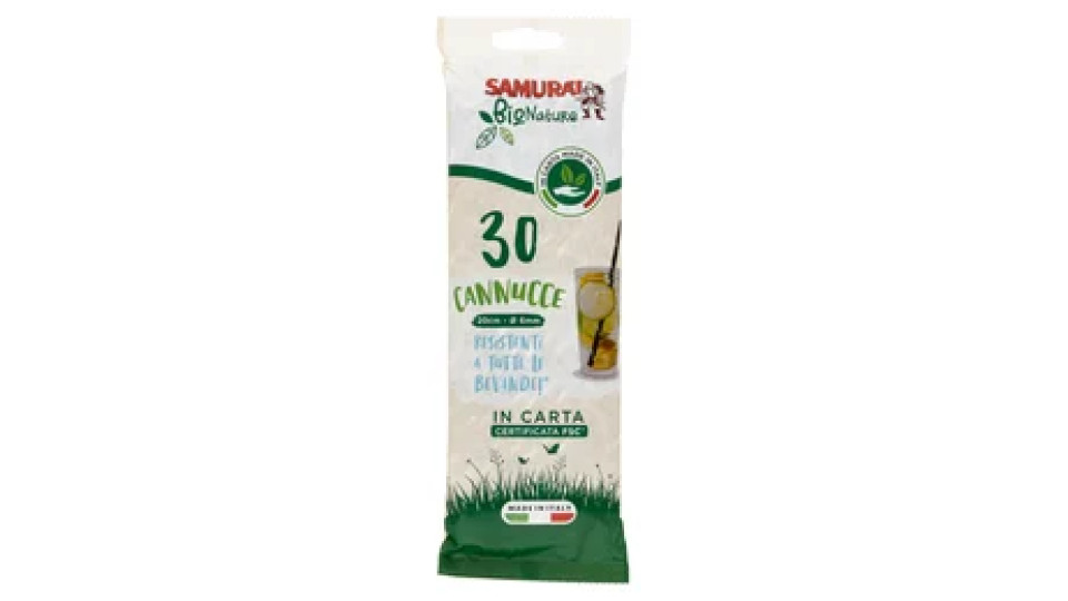 Samurài BioNature Cannucce 20cm - Ø 6mm in Carta 30 pz