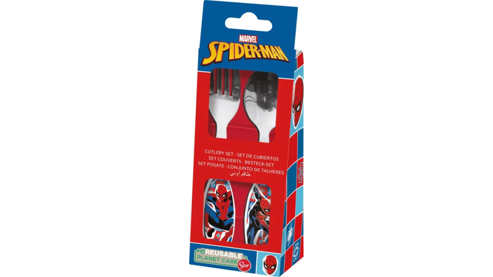 Set posate acciaio Spiderman