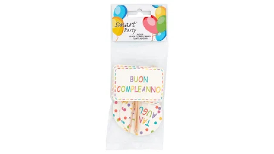 Smart Party Picks Buon Compleanno Tanti Auguri 12 pz