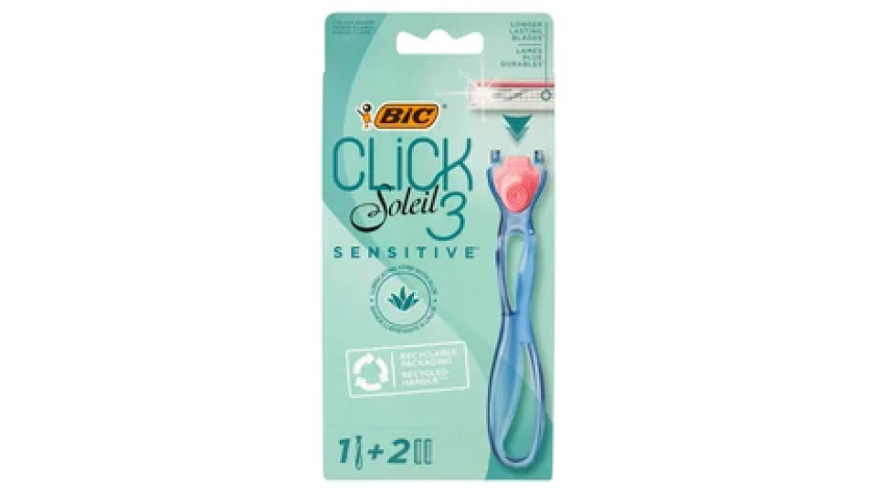 Bic Click Soleil 3 Sensitive** Rasoio 3 Lame Manico + Ricariche 2 pz