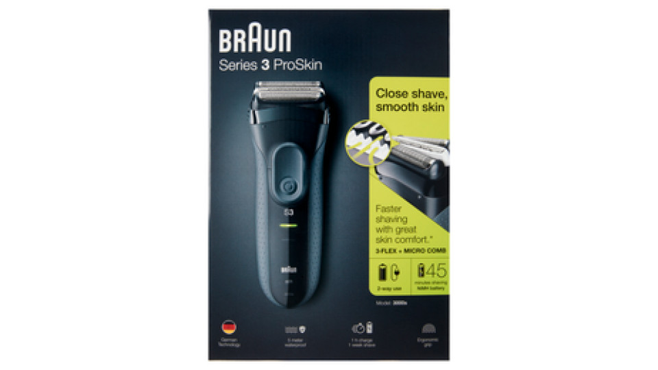 Braun Series 3 ProSkin 3000s Rasoio Elettrico, Nero - Rasoio Elettrico Ricaricabile