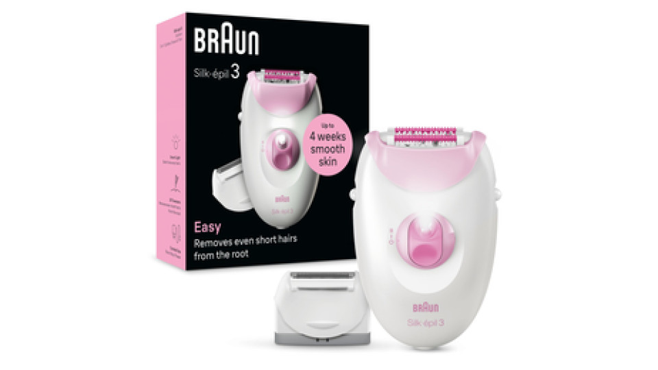 Braun Silk-épil 3 Epilatore Elettrico Donna , Epilatore Con Cavo Per Epilazione, Pelle Liscia Per Settimane, 3-031, Rosa