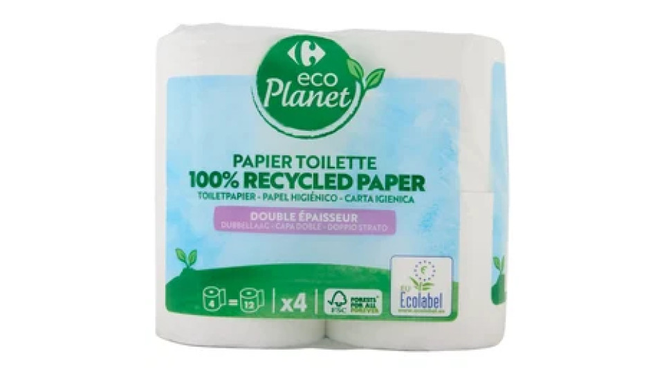 Carrefour eco Planet Carta Igienica Doppio Strato 4 pz