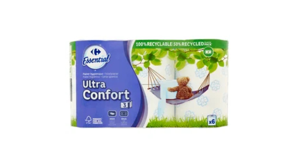 Carrefour Essential Carta igienica Ultra Confort 3 veli 6 pz