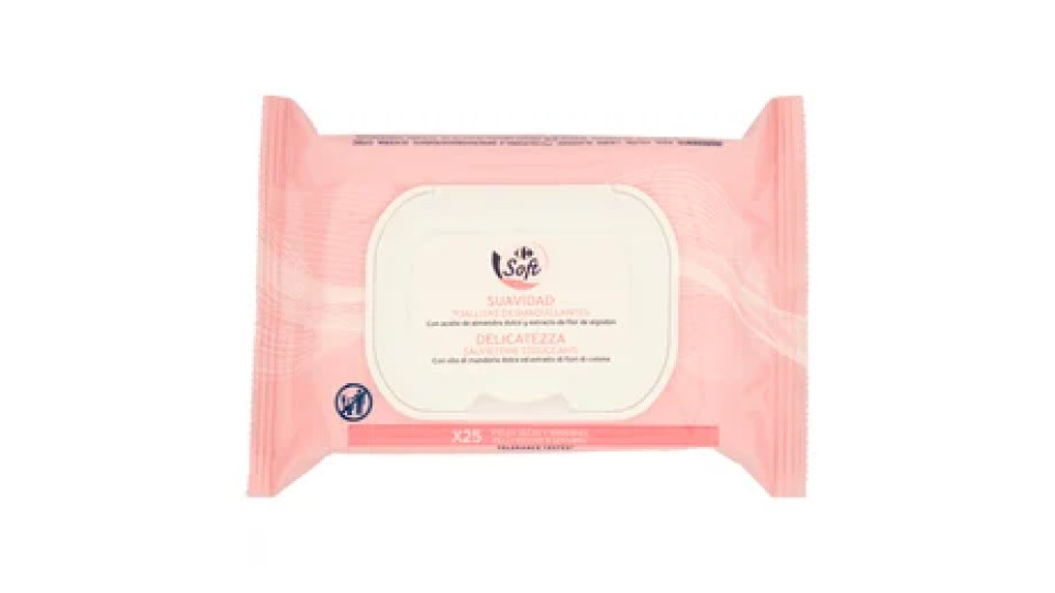 Carrefour Soft Delicatezza Salviettine Truccanti Pelli Secche e Sensibili 25 pz