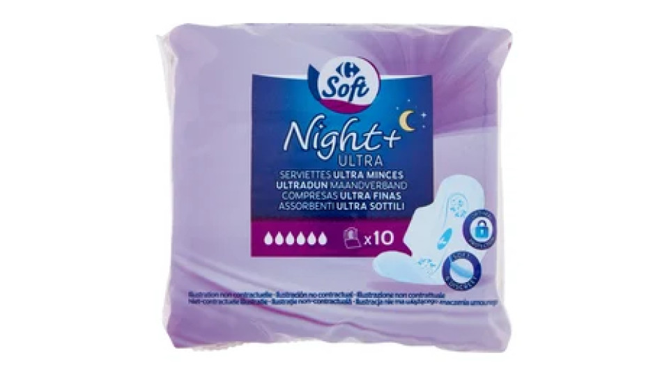 Carrefour Soft Night+ Ultra Assorbenti Ultra Sottili 10 pz
