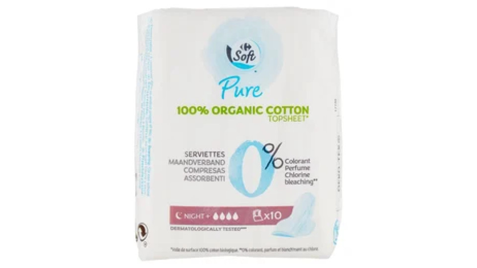 Carrefour Soft Pure Assorbenti Night+ 10 pz