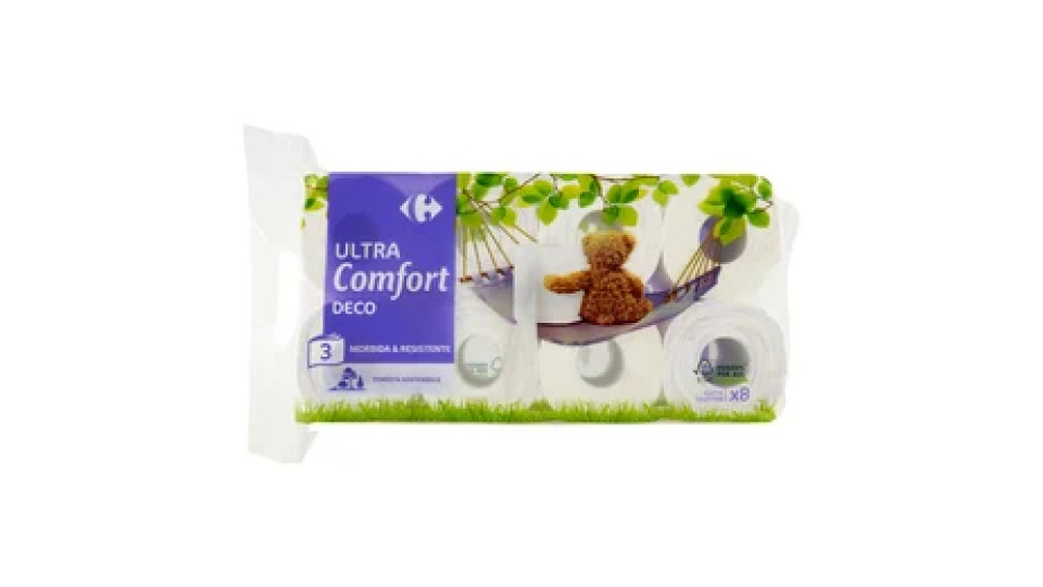 Carrefour Ultra Comfort Deco 3 veli Carta igienica 8 rotoli