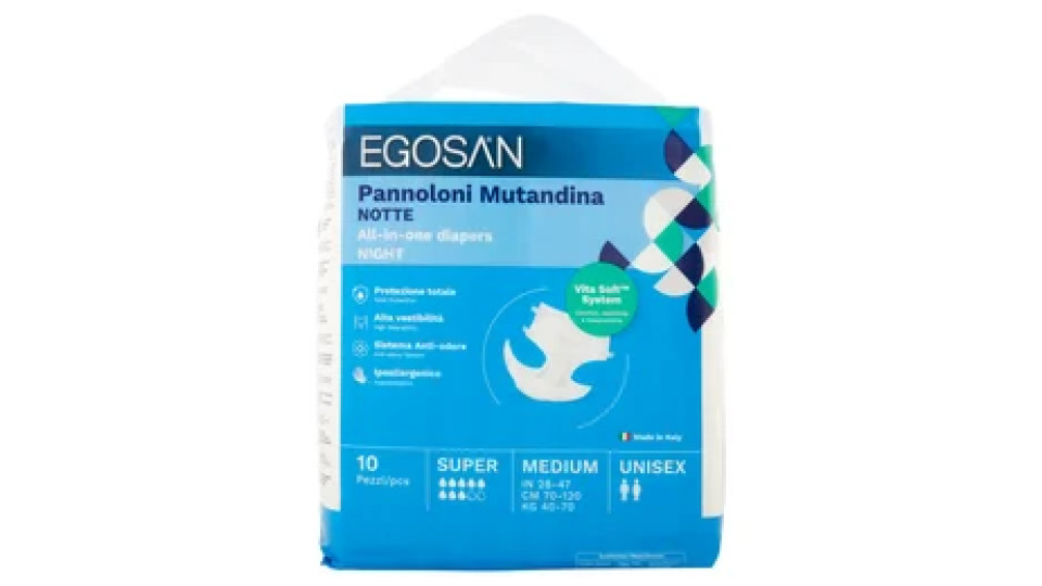 Egosan Pannoloni Mutandina Notte Medium Unisex 10 pz