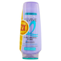 Elvive Hyaluronic Pure 72H Balsamo Reidratante, per Cute e Radici Grasse, 2 x 250 ml