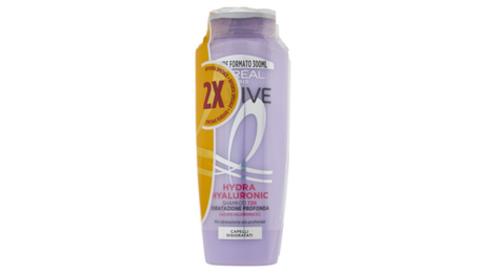 Elvive Hydra Hyaluronic Shampoo 72H Idratazione Profonda, per Capelli Disidratati, 3 x 200 ml