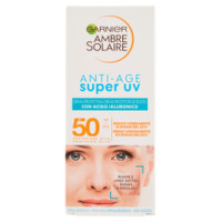 Garnier Ambre Solaire Crema Viso Protettiva, Azione Anti-Età, SPF 50, Protezione Alta