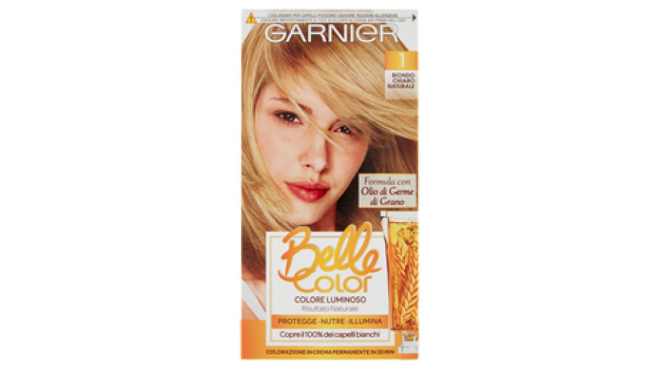 Garnier Belle Color Colore Luminoso, Tinta per Capelli Bianchi 1 Biondo Chiaro Naturale